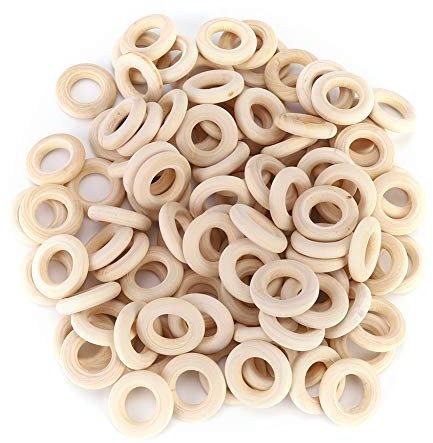 Beißringe 100 Stück 25 Mm aus Holz für Babys, Naturholz-Bastel-DIY-Zubehör, Langlebig und Leicht zu Reinigen, Fördern Frühe Motorische Fähigkeiten