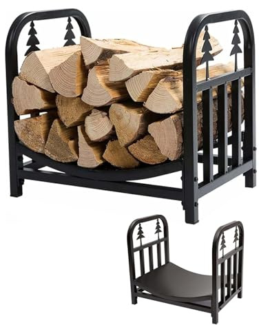 GUHPZA Support de Rangement pour Bois de Chauffage pour Foyer de terrasse, Petit Support de bûches de 45 cm pour intérieur et extérieur, Support de Stockage de Bois pour Toutes Les Saisons