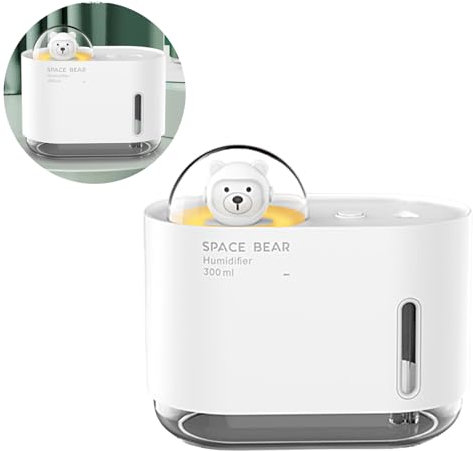 PLUSHCEWT 300ml Ultrasonic Humidifier with Night Light, Timer and Silent Operation - Auto Shut-Off for Bedroom, Baby, Office, Nursery Cool Mist Air (White)