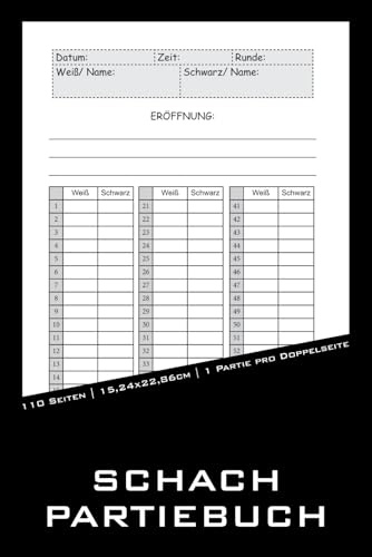 Schach Partiebuch: Notizbuch zum Notieren von Schach Partien | Schach Logbuch