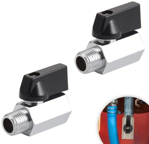 OHREN 2 pezzi rubinetto a sfera 1/4 di pollice, mini valvola di arresto DN8, 1/4 maschio x 1/4 femmina in ottone per acqua, olio, gas, bagni e cucine
