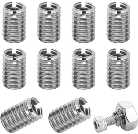TISCH 10-Piece Threaded Insert M10 to M8, 15 mm Stainless Steel Threaded Sleeve, Thread Adapter, Threaded Bushing Screw-In Nut, Screw-In Sleeve, Threaded Sleeves, Thread Reduction Set (M10 x M8)