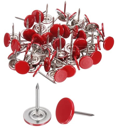 sourcing map 60 Stück Polsternägel, 11 mm x 17 mm, flacher Kopf, dekorative Möbelnägel, Pinnnadeln für Möbel, Sofa, Kopfteile, Rot