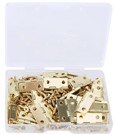 Lot de 50 charnières miniatures dorées avec 200 vis pour travaux manuels et petits meubles