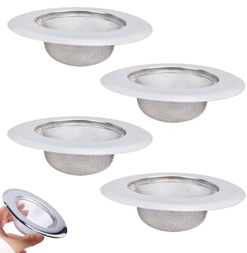4PCS Filtro de Acero Inoxidable, 7.5CM Colador Fregadero Filtro Desague Ducha Sink Strainer Rejilla Fregadero Cocina Colador de Desagüe para Cocina Baño y Ducha Filtra Residuos y Evitar el Bloqueo