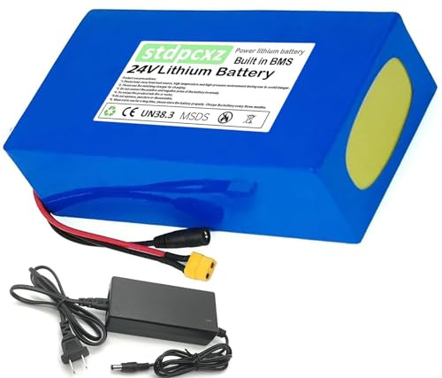 Batería De Litio De 24V, Batería Ebike 24V 10Ah 13Ah 15Ah 20Ah para Bicicletas Eléctricas, Scooters Y Motocicletas 50W 250W 350W con Cargador De 2 A Y Protección BMS