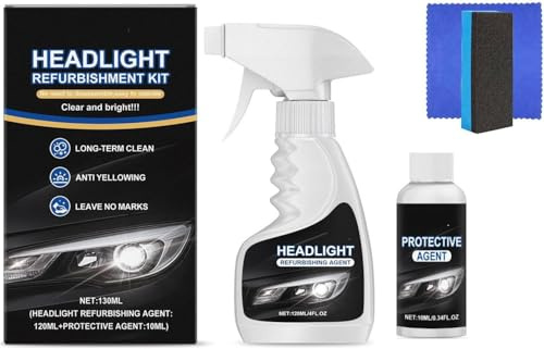 Car Headlight Restoration Kit,Headlight Restorer,Headlight Restoration Spray,Headlight Cleaner,Versatile Headlamp Refurbishing Kit, Glass Headlamp Cleaning Spray, Suitable for All Vehicles