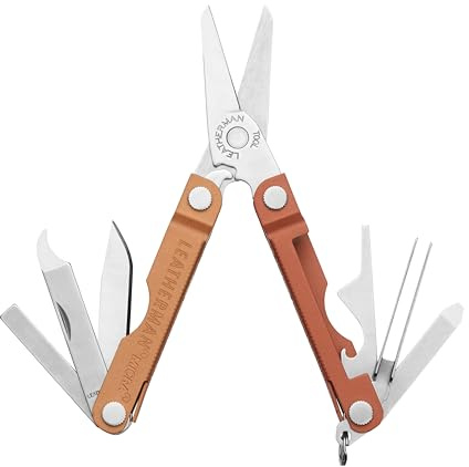 Leatherman Micra, Calabaza | Llavero Multiherramienta de Acero Inoxidable con Tijeras de Resorte y 9 Herramientas