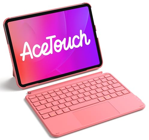 Inateck Hülle mit Tastatur für iPad 11(A16)/10. Gen, Ultraleicht 450g | Kompatibel mit iPad Air 11 M4 2026/M3/M2, Air 5/4, Pro 11, 1S abnehmbar, Touchpad, Hoch-/Querformat Ständer, AceTouch, Rot