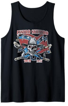 Lynyrd Skynyrd Tour 1987 Drapeau USA Vintage Southern Rock Band Débardeur