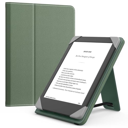 MoKo Universal Case for 6 inch kindle eReaders and Tablets, Celadon | eReader accessories for 6 Kindle/Kobo/Tolino/Pocketook E-Book Tablet, Lightweight PU Folio Cover, Hand Strap, Kickstand