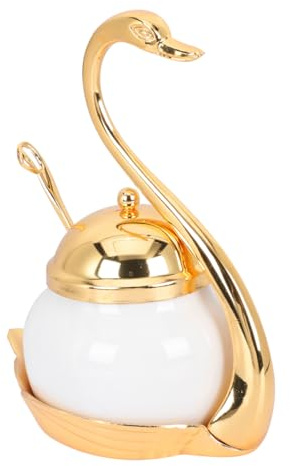 INOOMP Azucarero Estilo Europeo de Aleación de Aluminio Dorado Cuchara, Recipiente para Condimentos, Tarro para Almacenar Azúcar, 1 Unidad, Adecuado para Cocina y Comedor