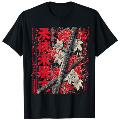 Katana Épée de lys araignée Rouge Anime Japonais Otaku T-Shirt