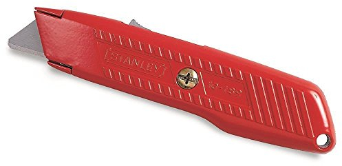 Stanley Sicherheitsmesser 99 E 0-10-189 (mit einziehbarer Klinge, 155 mm Länge, automatischer Klingeneinzug, auch für Linkshänder geeignet), Rot