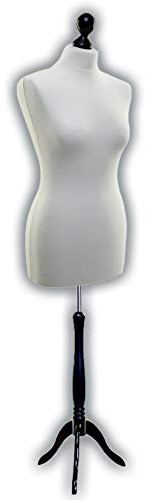 Schneiderpuppe / zum Probierpreis! / LUCCESI / Größen S - XL (Female) / Torso Size: XL (44-46) / Wechselbezug Creme-Weiss / Standfuss schwarz / Damen - Schaufensterpuppe