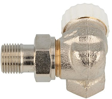 TA Heimeier Thermostat-Ventilunterteil V-exakt II Wi-Eck li RG vernickelt 1/2 Zoll, 3713-02.000