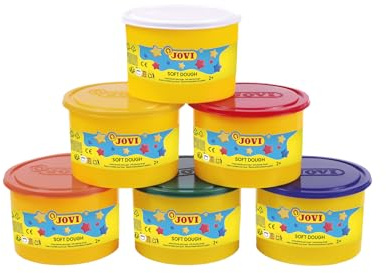 Jovi Blandiver Neon Knete, extra weiche Knetmasse in leuchtenden Farben für Kinder ab 2 Jahren, gelb, grün, pink, orange, blau, rot, 6 Dosen je 460g