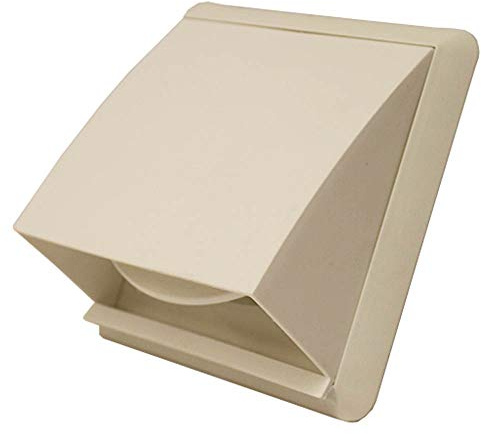 Kair White 110 x 54mm Cowled Wall Vent Grille with Backdraught Shutter | Push-fit installation, Helps prevent backdraughts, Cowl helps block rain and wind, For 100mm flat ducting