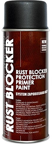 Deco Color 12er Sparpack 400 ml Rust Blocker 4in1 Metallschutzlack Rost Stop Lack schwarz matt RAL 9005, 4in1 -Haftvermittler - Aktiver Rostschutz - schnelltrocknender Lack - effektiver Schutz