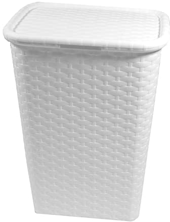 Wäschekorb Wäschebox Wäschetruhe in Flechtoptik 65 Liter 44x33x61cm Farbe weiss