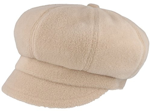 LOEVENICH Women's Winter Balloon Hat Peaked Cap Winter Hat Made of Warm Polar Soft Fleece - Crushable with Elastic Band, beige, One Size Fits All