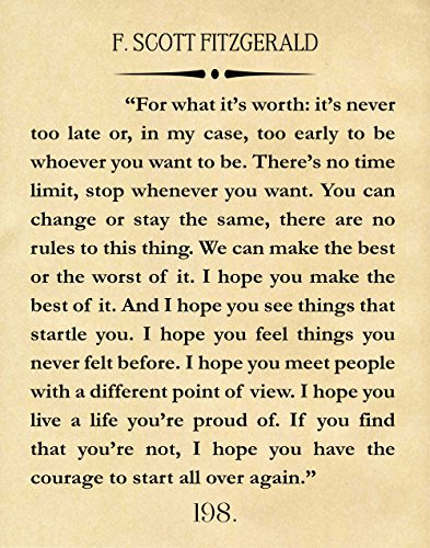 F Scott Fitzgerald Great Gatsby Quote Poster - Wall Art Literary Inspiring Gift Decor (5 x 7, Parchment)