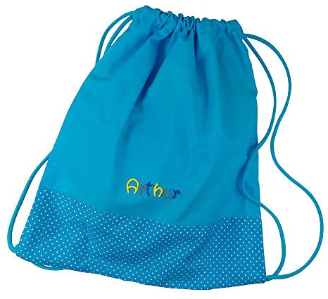 Turnbeutel mit Namen Sportbeutel Kinderbeutel Kindertasche Rucksack Kindergartenbeutel Sportrucksack Freizeitbeutel, Farbe:türkis