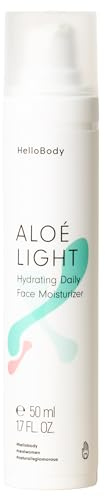 HelloBody ALOÉ LIGHT Hydrating Daily Face Moisturizer (50 ml) – Crema giorno vegana – Crema idratante con olio di nocciolo di albicocca – Crema viso – Aloe Vera
