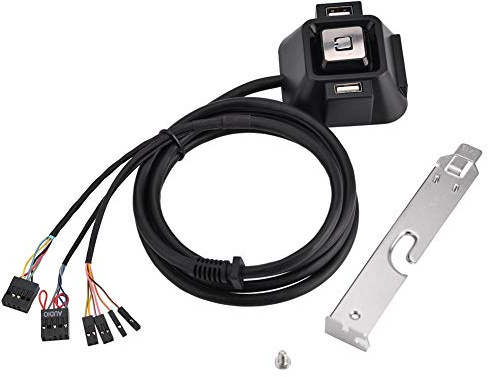 Estink PC Desktop Computer Startknopf, Reset-Taste mit 1,2m Kabel, 2 USB Anschlüsse, Audio und Mikrofon Ports, Netzschalter für Tischcomputer