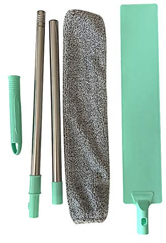 jtxqy Duster, Bedside Dust Brush Brosse Nettoyage Balai Brosse à Cheveux à Manches Longues en Microfibre réutilisable, Vert, 125cm with 1 PCS Cloth
