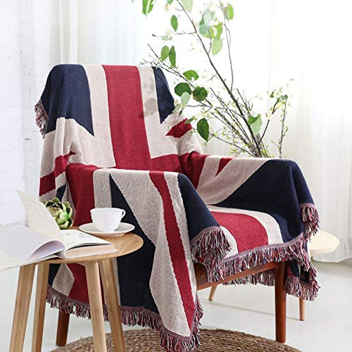ITODA Union Jack-flagga filt med tofsar varm lätt mjuk filt för soffa stol säng överkast täcke täcke matta brittisk flagga resematta