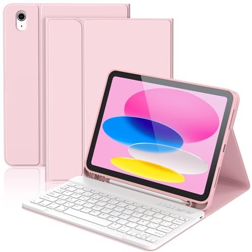 KBCASE Funda Teclado para iPad A16 11ª generación 2025/iPad 10ª generación 2022, Funda con Teclado Bluetooth Inalámbrico Desmontable para iPad 11/10 Gen, QWERTY Español Ñ