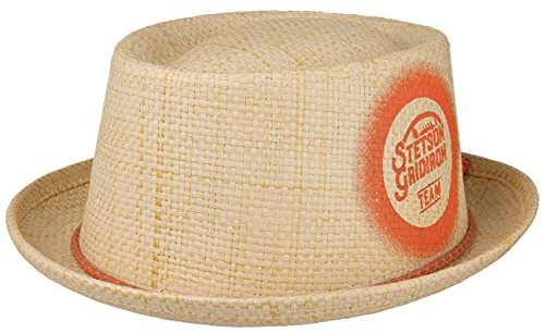 Stetson Gridiron Pork Pie Strohhut Unisex Sommer Winter Natur S (54-55 cm)