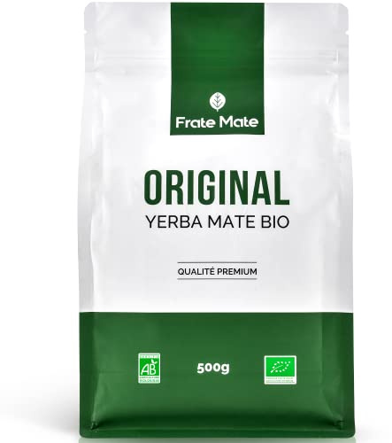 Fraté Maté Original Yerba Mate Orgánica 500g de Premium | Yerba Mate rica en Vitaminas y Antioxidantes | Hojas con tallos 100% orgánicos