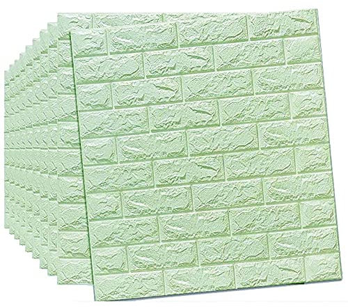 77X70cm Papier Peint En Briques Blanches 3D, Panneaux Muraux 3D Fond D'écran de Mur de Briques Autocollant Auto-Adhésif Panneau Mural Étanche pour La Décoration de La Maison Bricolage I,10pcs