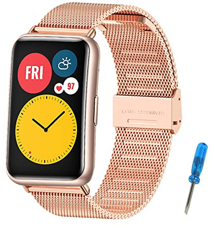 MIJOBS Correa de Repuesto Compatible con Huawei Watch Fit Correas de Metal Aplicable a Huawei Watch Fit SE/New/Elegant Pulseras de Acero Inoxidable para Accesorios de Reloj