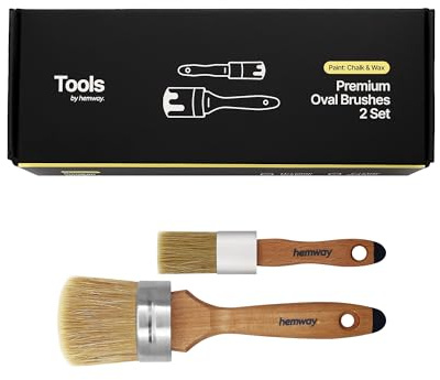 Hemway Chalk, Lacquer & Wax Oval Paint Brush Set Pack of 2, For Painting | for Decorating Furniture, Walls, Wood, Skirting, Cupboard, Fence, 1.1 Inch & 2 Inch Oval Chalk Paint Brushes Set