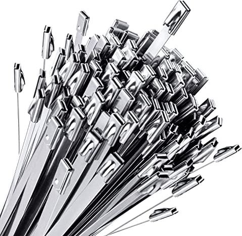 Sinlon Metal Zip Ties Heavy Duty 304 Stainless Steel Fence Ties 100-Pack