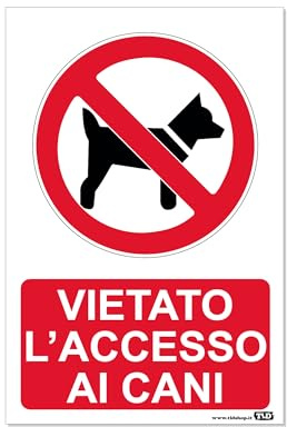 Social Crazy - Cartello Segnaletico Vietato L'accesso Ai Cani, 20x31 cm, Materiale Forex, Stile Funzionale, Colore Alluminio