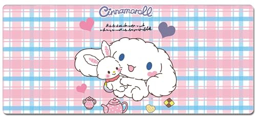 Smaige XXL Extended Gaming Mouse Mat/Pad - Large, Wide (Long) Mousepad, Stitched Edges | 27.6x11.8x0.08 Dimensions-Cute Kawaii Cartoon Design for Women Girls