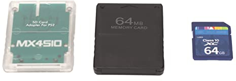 Adaptateur de Carte Console, Lecteur de Carte de Stockage de Reconnaissance de Logiciel de Conception Universelle avec Carte de Stockage 64G, Carte FMCBV1.966, Plug and Play Stable pour PS2(Mince)