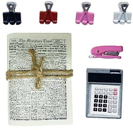 Cayway Miniatur nhaus Zubehör Miniatur Miniatur Zeitung Mini Clips Miniatur Rechner