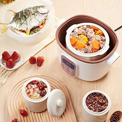 Pentola, pentola elettrica per stufato, pentola a cottura lenta con rivestimento in ceramica da 1,6 l, multifunzione per uso domestico con funzione di appuntamento intelligente da