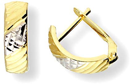 EDLE 585 Gold CREOLEN, 585 Gelb-Weißgold, GOLDOHRRINGE, 14 Karat, BICOLOR !!!