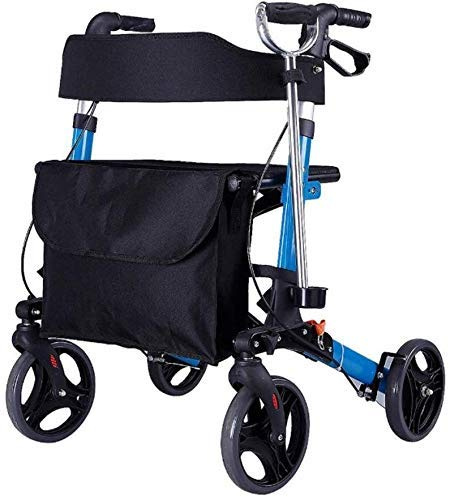 Déambulateur de courses pour personnes âgées, cadre de marche léger, aide à la mobilité, poussette, scooter pliable avec sac 4 roues pour personnes âgées Doublez le confort