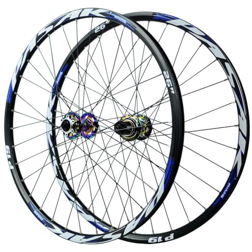 DYSY 26 Zoll MTB Laufradsatz 27,5 Zoll 29 Zoll, Aluminiumlegierung Scheibenbremse Rennfelge 32H Schnellspanner Fahrradräder for 7–12 Gänge, 2180 G (Farbe : Blau, Size : 24 inch)