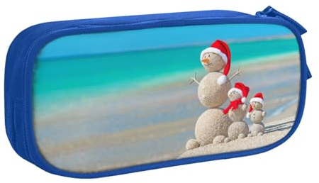 The Sea Federmäppchen mit großem Fassungsvermögen, mit Reißverschluss, langlebig, große Schreibwaren-Aufbewahrung, Federmäppchen für Mädchen und Jungen, Weihnachtsmütze, blau, Einheitsgröße,