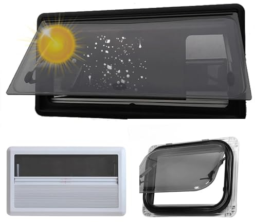 Schiebefenster für Wohnmobile,abgerundetes Acrylglas,doppelschichtig, UV-beständig, mit Sichtschutzvorhang für Wohnwagen, Wohnmobil, passend für 1,18–3,15'' große Wohnmobil-Wandtür,1300x550mm