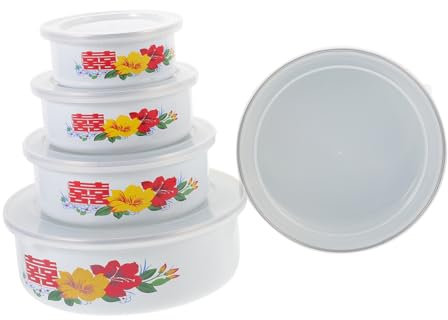 Ciieeo Salatschüssel 1 Satz Emaille-emaille-schüssel Emaille-waschschüssel Großes Emaillebecken Retro-snackschale Emaille-servierschüssel Mit Deckel Plastik Küchenschüssel Baby