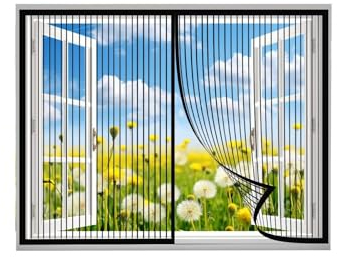 Mosquito Net Window ，Insektenschutz Fliegengitter Vorhang Automatisches Schließen ， für Balkontür Schiebetür，Schwarz /85x200cm